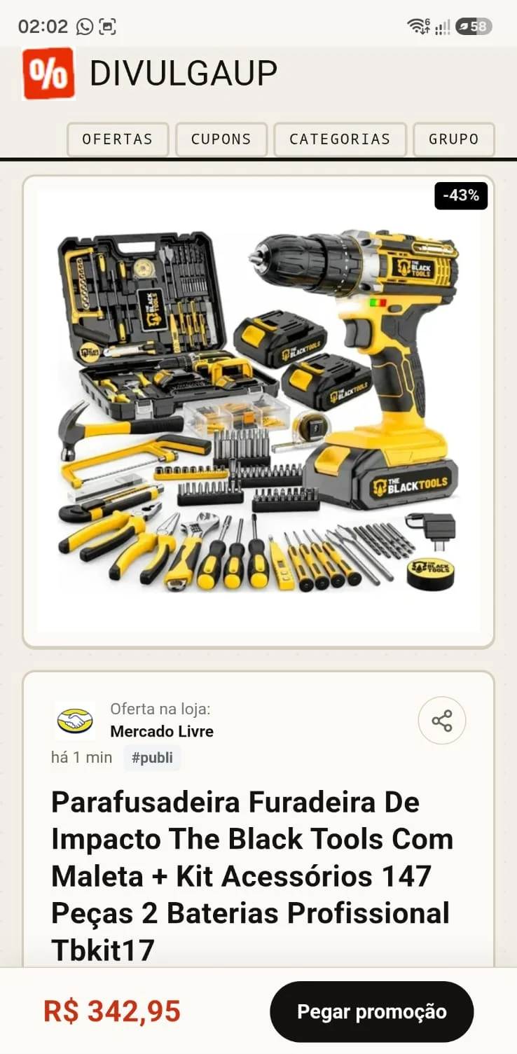 Material pronto da campanha de ferramentas